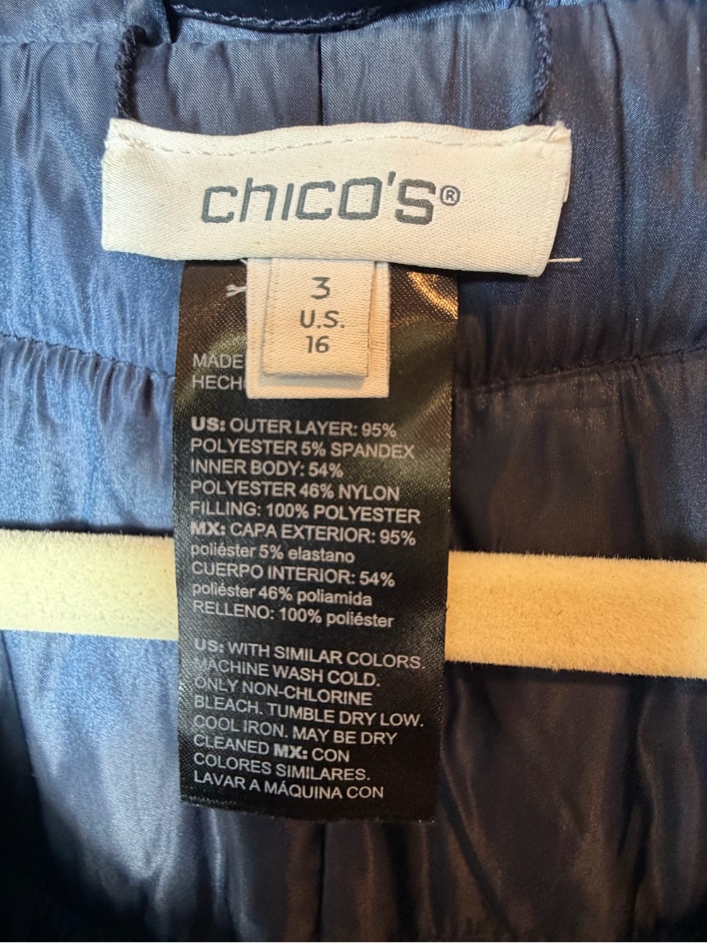Chico’s Zenergy Navy Blue Velour Reversible Quilted Puffer Vest - Size 3 (XL) - Picture 9 of 10